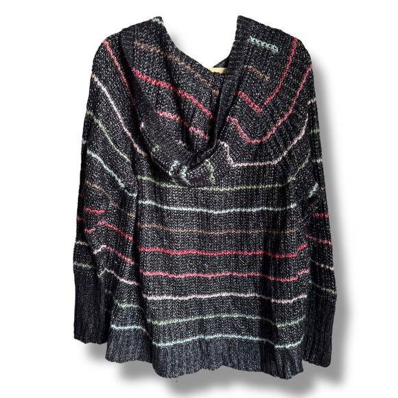 Torrid Chunky Pullover Hooded Raglan Sweater Gray Rainbow Stripe 2 2X - Picture 7 of 9